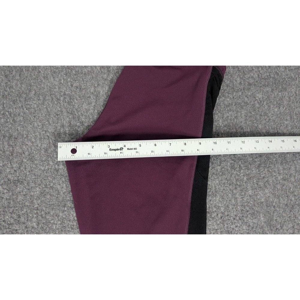 Victoria Secret Pink Leggings Women Medium Maroon High Rise Spellout Lace Cutout - Picture 10 of 15